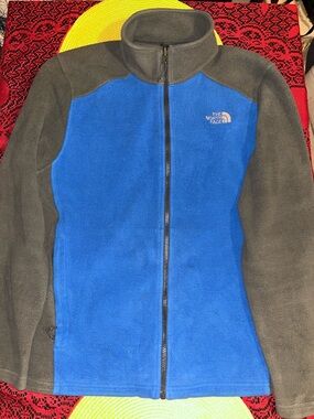 The North Face, Blue and Gray Lightweight Fleece Zip-Up Jacket, Men’s Size Large